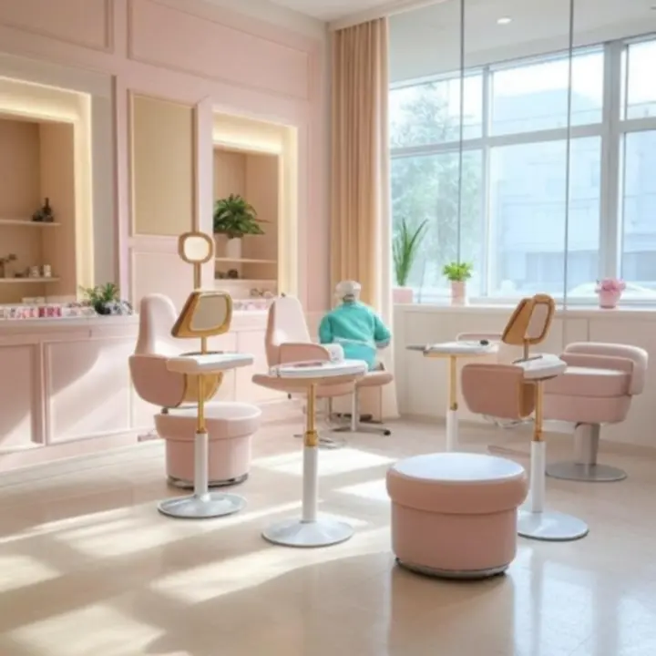 Nowoczesne, przytulne wnętrze salonu PieknoStudiio przygotowane do zabiegów manicure i pedicure