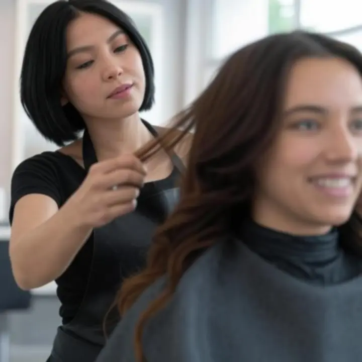 Stylistka fryzur przy pracy w salonie PieknoStudiio