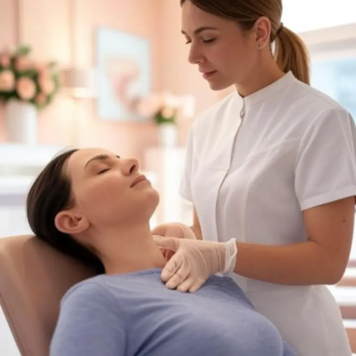 Kosmetyczka wykonująca profesjonalny zabieg pielęgnacyjny twarzy w PieknoStudiio