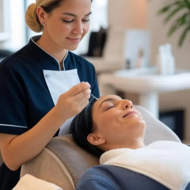 Kosmetolog wykonujący luksusowy zabieg na twarz w PieknoStudiio